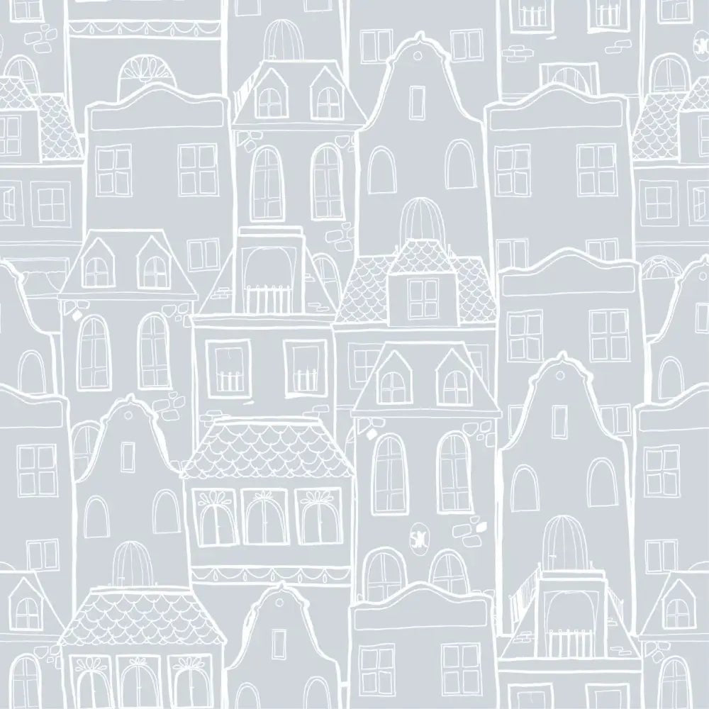 Papel Pintado CASAS SDC-LH-005 AZUL EMPOLVADO - Sueños de Cigueña 