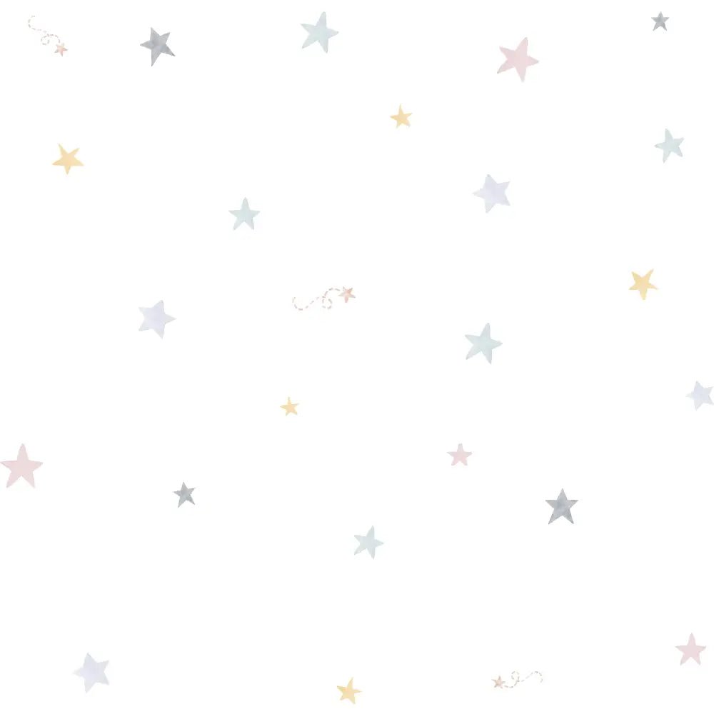 Papel Pintado ESTRELLAS ACUARELA tonos pastel - Sueños de Cigueña 
