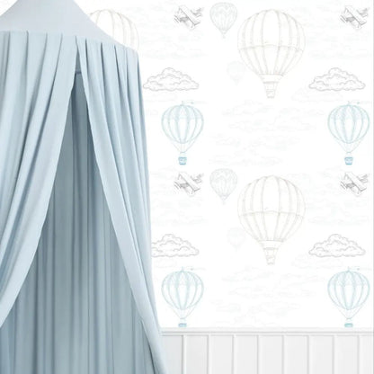 Papel Pintado Globos en el aire - Azul y Beige - Sueños de Cigueña 