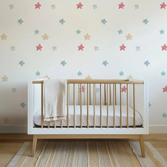 Papel Pintado Infantil Estrellas en acuarela Multicolor - Sueños de Cigueña 