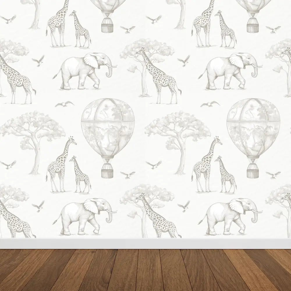 Papel Pintado Infantil Jirafas & Globos - Sueños de Cigueña 