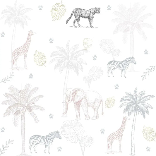 Papel Pintado JUNGLA SDC-JG-004 ROSA - Sueños de Cigueña 