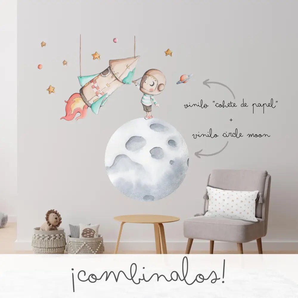 Vinilo Circle Ø95cm "MOON" - Sueños de Cigueña 
