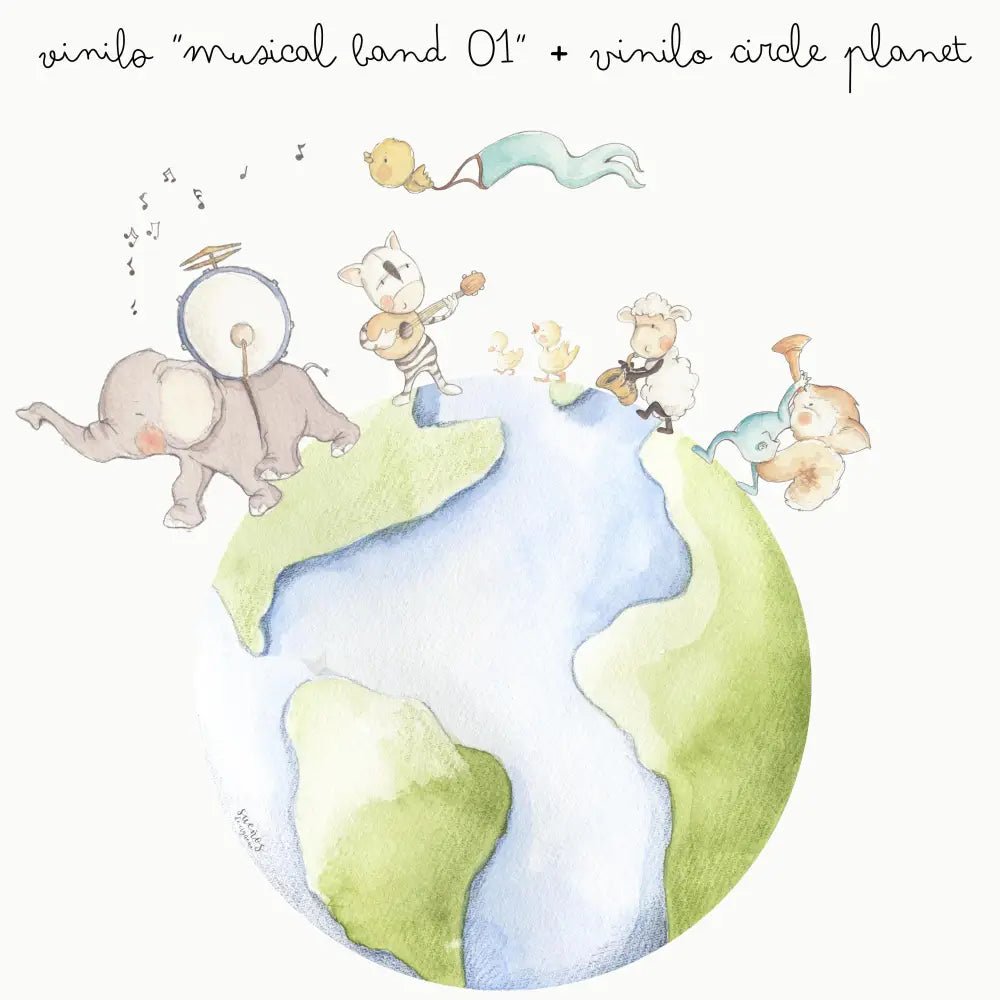 Vinilo Circle Ø95cm "PLANET" - Sueños de Cigueña 