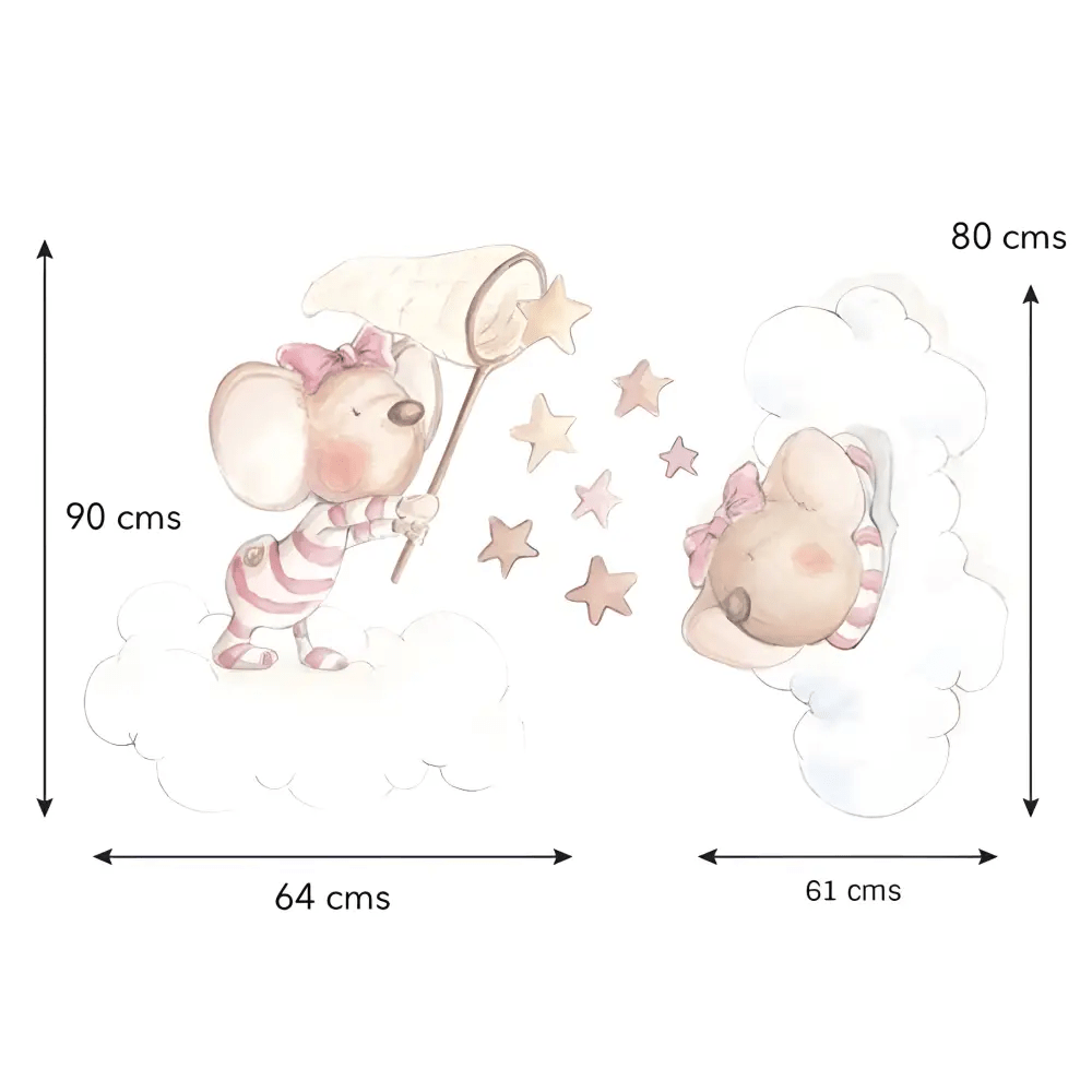 Vinilo de Tela Infantil ATRAPANDO UNA ESTRELLA - Sueños de Cigueña 
