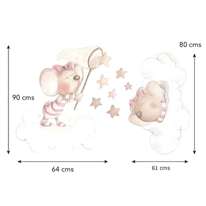 Vinilo de Tela Infantil ATRAPANDO UNA ESTRELLA - Sueños de Cigueña 