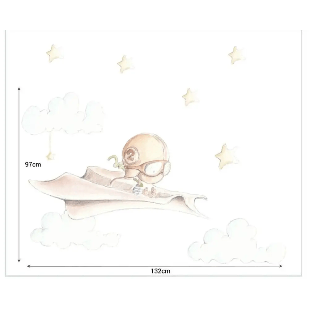 Vinilo de Tela Infantil AVION DE PAPEL - Sueños de Cigueña 