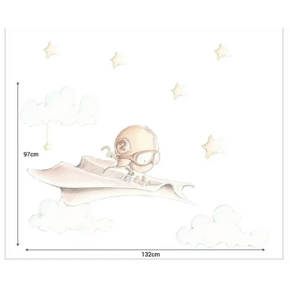Vinilo de Tela Infantil AVION DE PAPEL - Sueños de Cigueña 