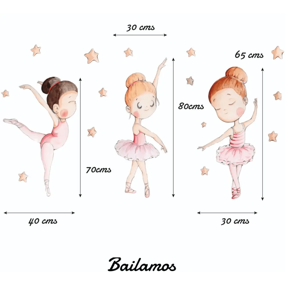 Vinilo de Tela Infantil. BAILARINAS Colección BAILAMOS - Sueños de Cigueña 