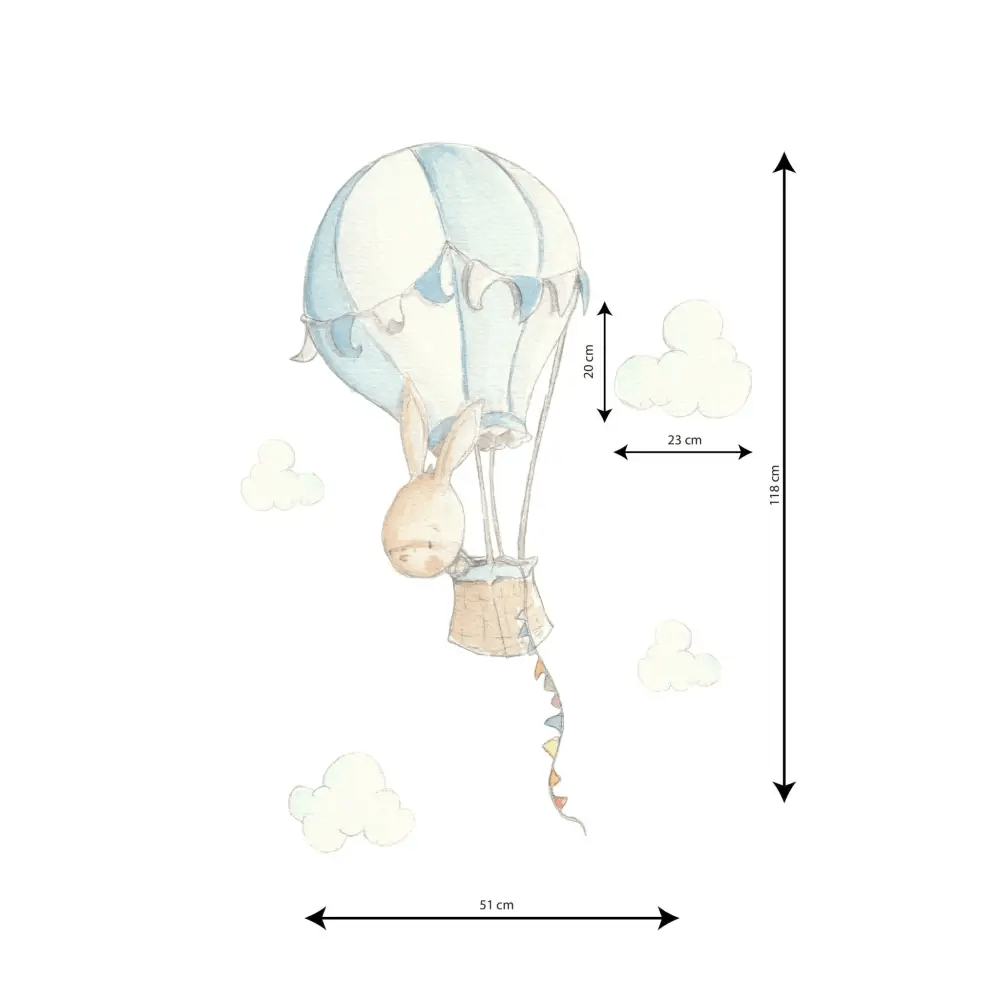 Vinilo de Tela Infantil - Conejo en Globo RABBIT IN BALLOON - Sueños de Cigueña 
