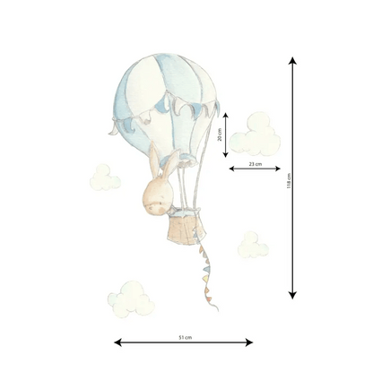 Vinilo de Tela Infantil - Conejo en Globo RABBIT IN BALLOON - Sueños de Cigueña 