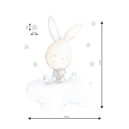 Vinilo de Tela Infantil - Conejo Sueños - BLUE DREAMS - Sueños de Cigueña 