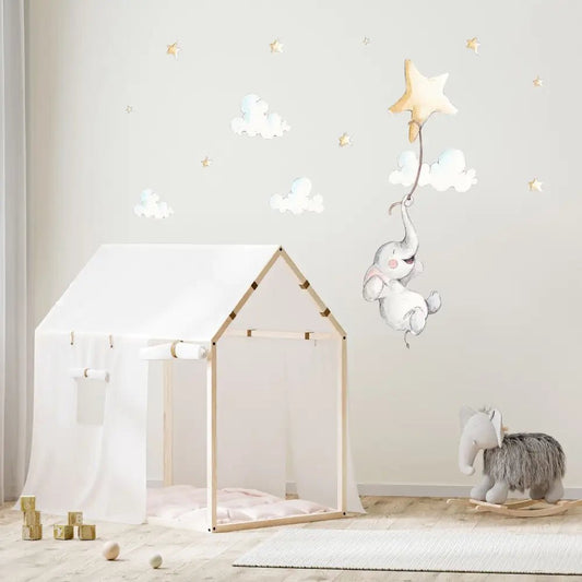Vinilo de Tela Infantil ELEFANTITO FELIZ - Sueños de Cigueña 