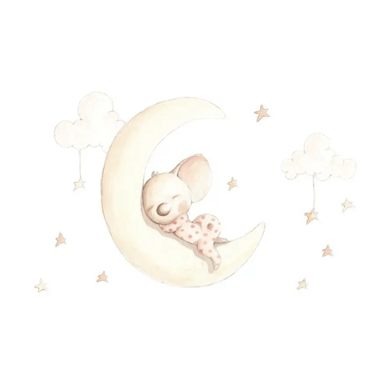 Vinilo de Tela Infantil SUEÑOS EN LA LUNA - Sueños de Cigueña 