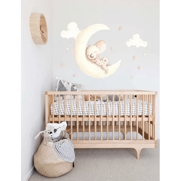 Vinilo de Tela Infantil SUEÑOS EN LA LUNA - Sueños de Cigueña 