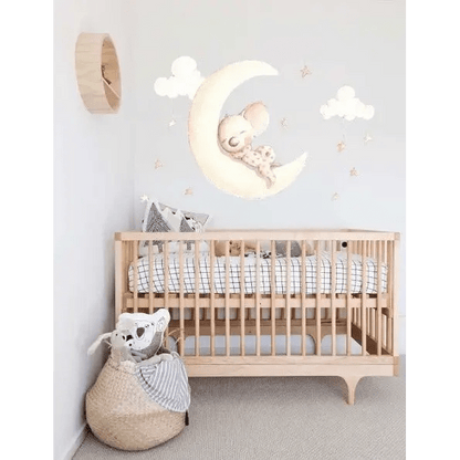 Vinilo de Tela Infantil SUEÑOS EN LA LUNA - Sueños de Cigueña 