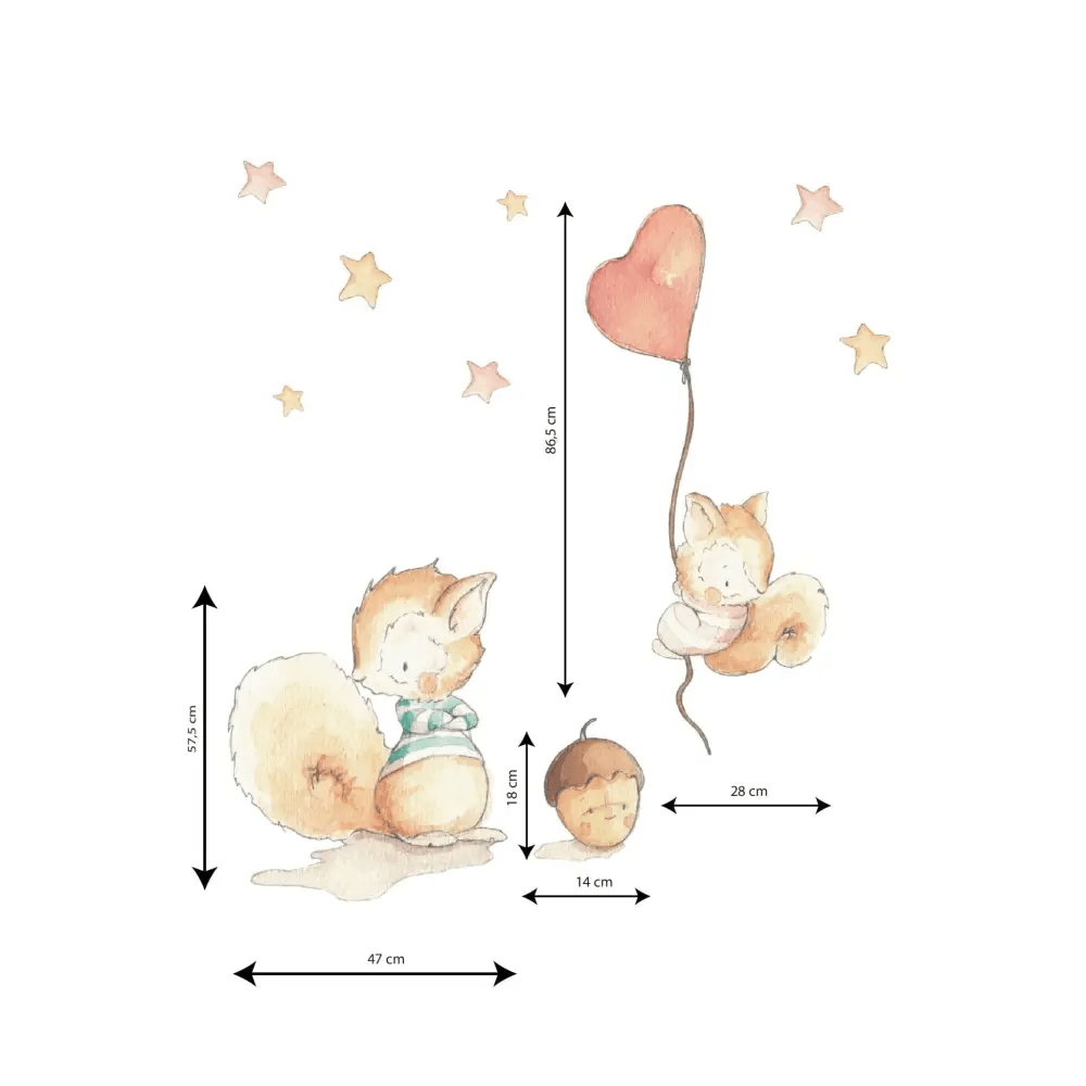 Vinilo Decorativo Infantil Ardillas SQUIRRELS FRIENDS - Sueños de Cigueña 