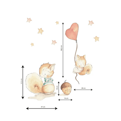 Vinilo Decorativo Infantil Ardillas SQUIRRELS FRIENDS - Sueños de Cigueña 