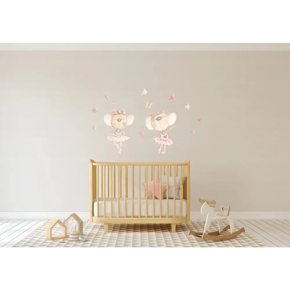 Vinilo Decorativo Infantil BAILANDO CON MARIPOSAS - Sueños de Cigueña 