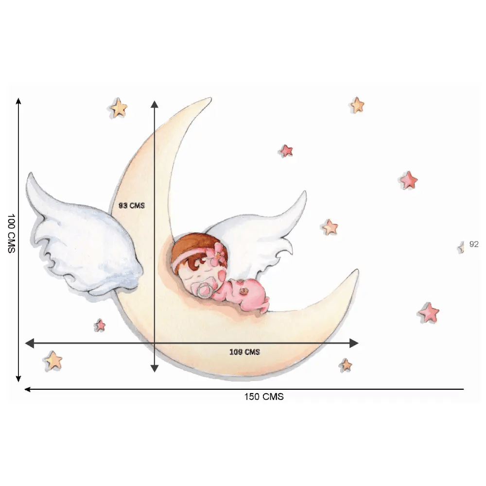 Vinilo Decorativo Infantil DURMIENDO EN LA LUNA - SUEÑOS DE CIGUEÑA - Sueños de Cigueña 