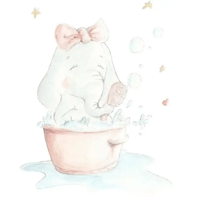Vinilo Decorativo Infantil ELEFANTA AL BAÑO - SUEÑOS DE CIGUEÑA - Sueños de Cigueña 