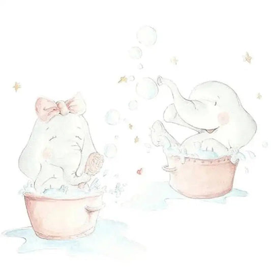 Vinilo Decorativo Infantil ELEFANTITOS AL BAÑO - SUEÑOS DE CIGUEÑA - Sueños de Cigueña 