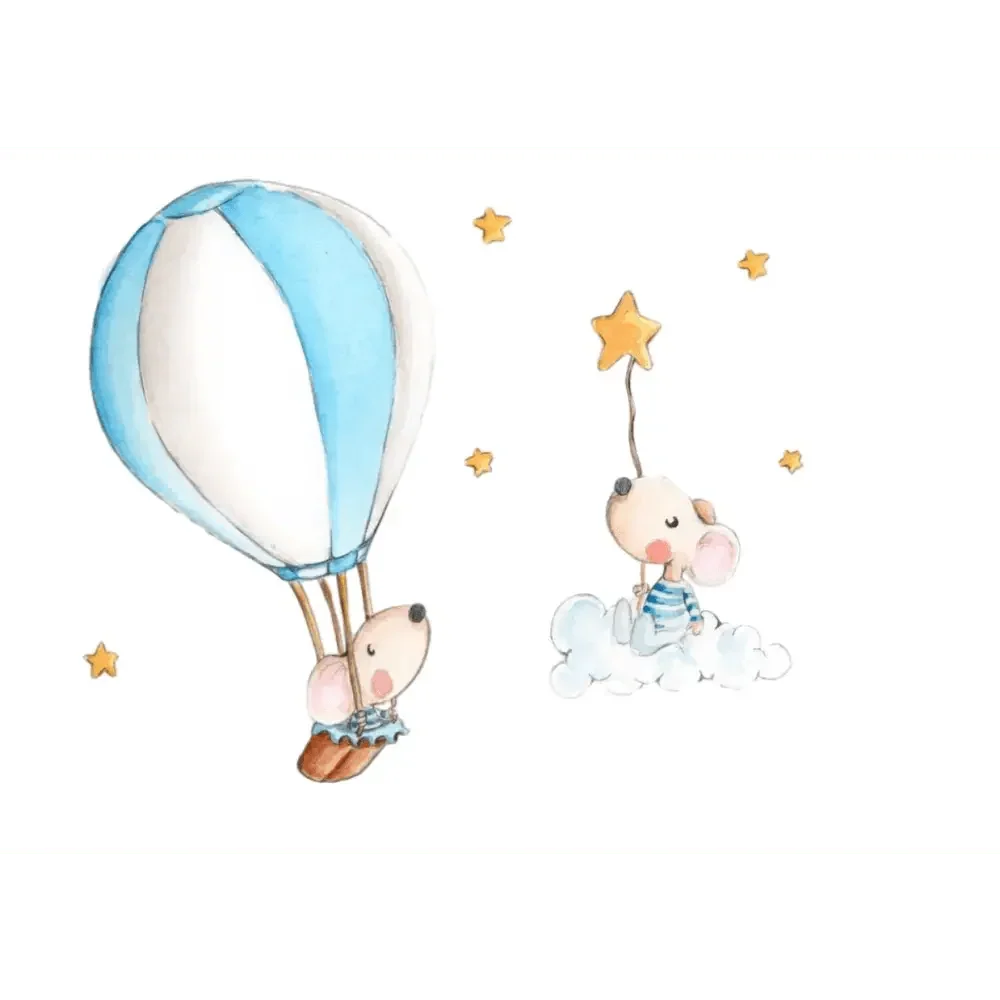 Vinilo Decorativo Infantil EN GLOBO A LAS ESTRELLAS - SUEÑOS DE CIGUEÑA - Sueños de Cigueña 