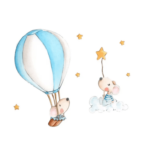 Vinilo Decorativo Infantil EN GLOBO A LAS ESTRELLAS - SUEÑOS DE CIGUEÑA - Sueños de Cigueña