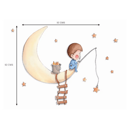 Vinilo Decorativo Infantil PESCANDO EN LA LUNA - Sueños de Cigueña 