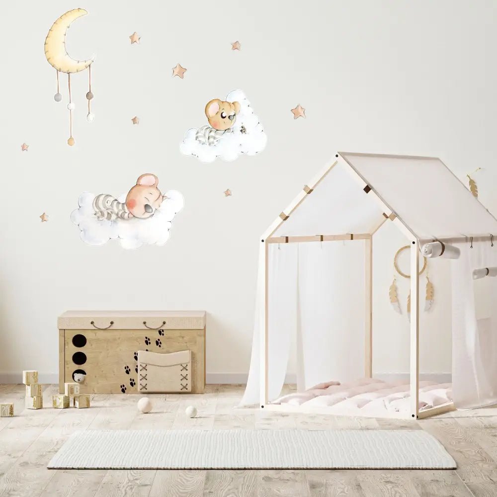 Vinilo Decorativo Infantil SOÑANDO ENTRE NUBES - Sueños de Cigueña 