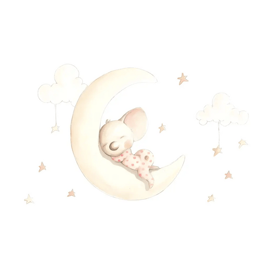 Vinilo Decorativo Infantil SUEÑOS EN LA LUNA - SUEÑOS DE CIGUEÑA - Sueños de Cigueña