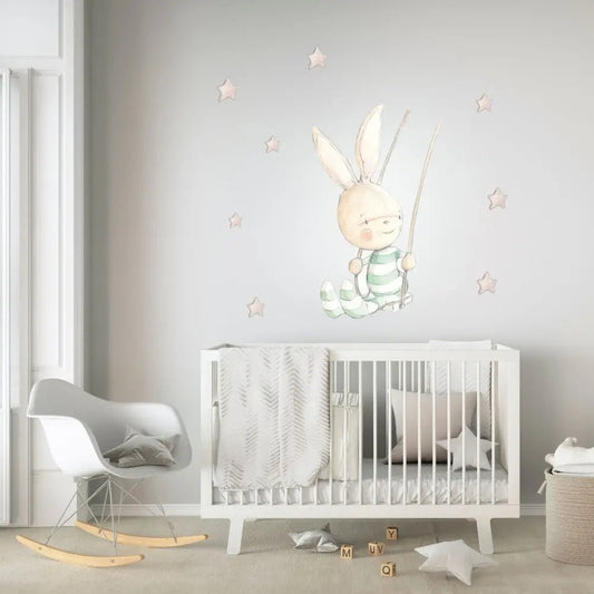 Vinilo Decorativo Infantil SWING RABBIT - Sueños de Cigueña 