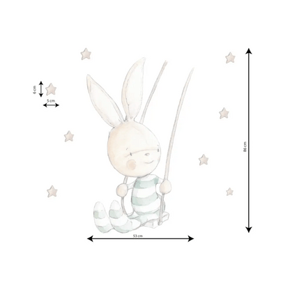 Vinilo Decorativo Infantil SWING RABBIT - Sueños de Cigueña 