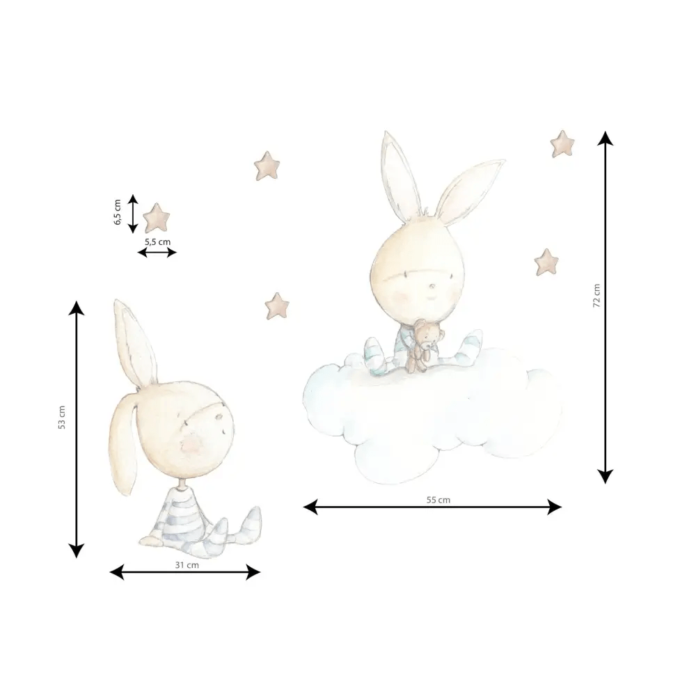 Vinilo Decorativo Infantil TWIN RABBIT - Sueños de Cigueña 