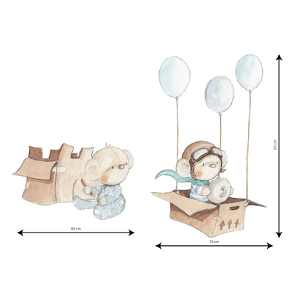 Vinilo Decorativo Infantil - una caja y globos A BOX - Sueños de Cigueña 