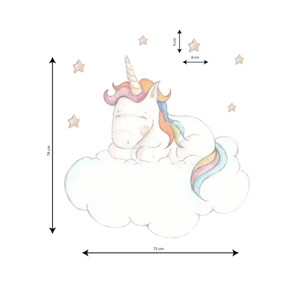 Vinilo Decorativo Infantil UNICORN SLEEPING - Sueños de Cigueña 
