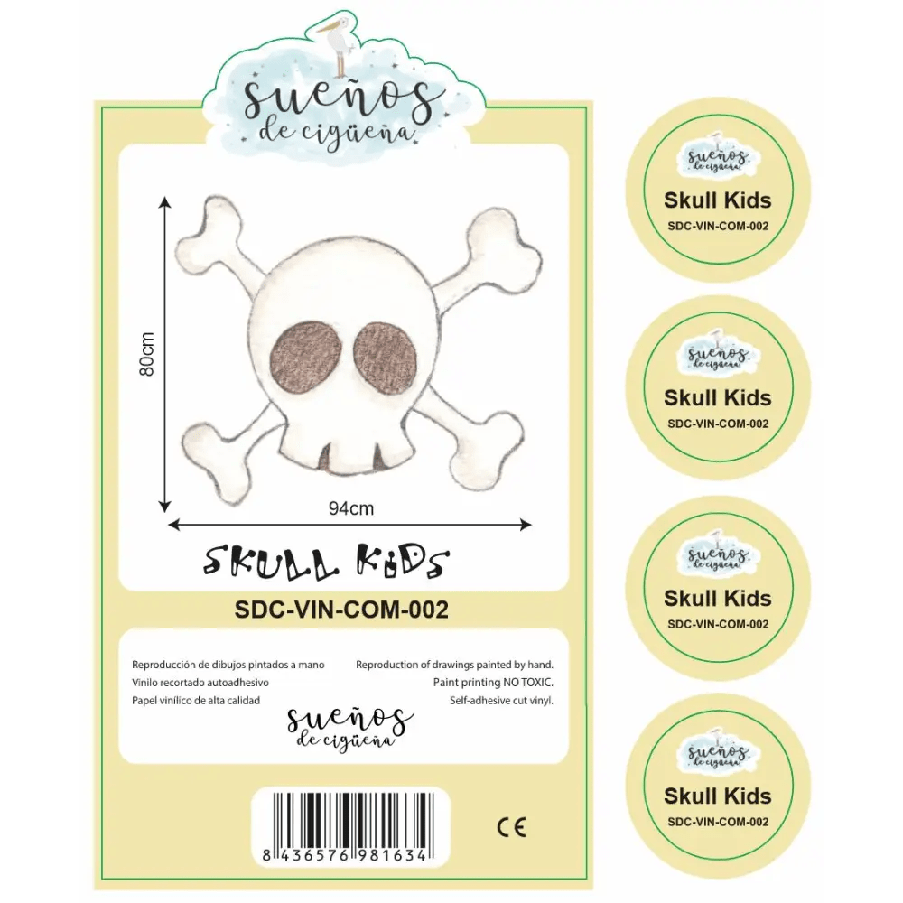 Vinilo Infantil "Small" SKULL 80x94cm - Sueños de Cigueña 