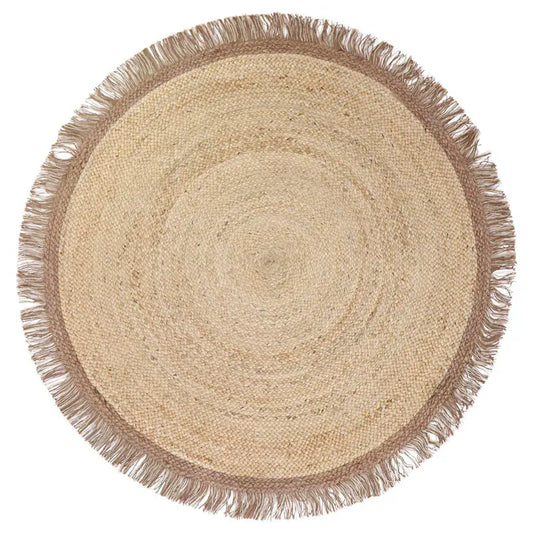 THAR tapis jute rond avec franges - Sueños de Cigueña