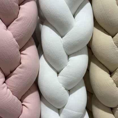 Trenza protectora para cuna y cama artesanal MUSELINA BLANCA 200cm