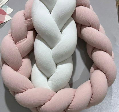 Trenza protectora para cuna y cama artesanal MUSELINA BLANCA 200cm