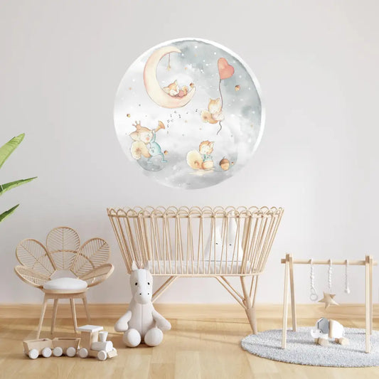 Vinilo Circle Ø95cm "MUNDO ARDILLAS" - Sueños de Cigueña 