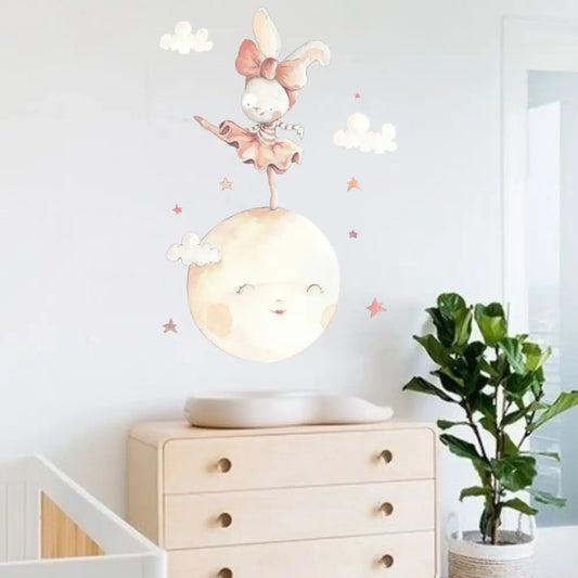 Vinilo Decorativo Infantil BAILANDO EN LA LUNA - Sueños de Cigueña