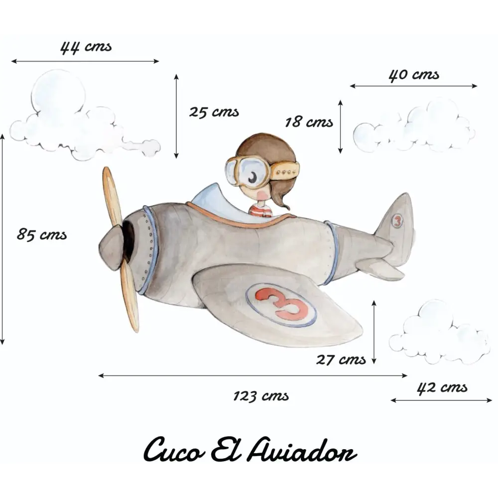 Decorativo Infantil CUCO AVIADOR - Sueños de Cigueña