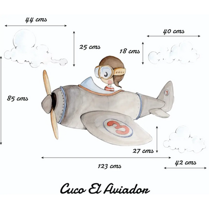 Decorativo Infantil CUCO AVIADOR - Sueños de Cigueña