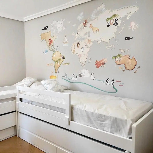Vinilo Decorativo Infantil World Map XL - Sueños de Cigueña