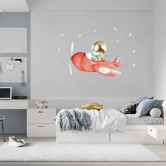 Vinilo Decorativo Infantil FAST PLANE - Sueños de Cigueña