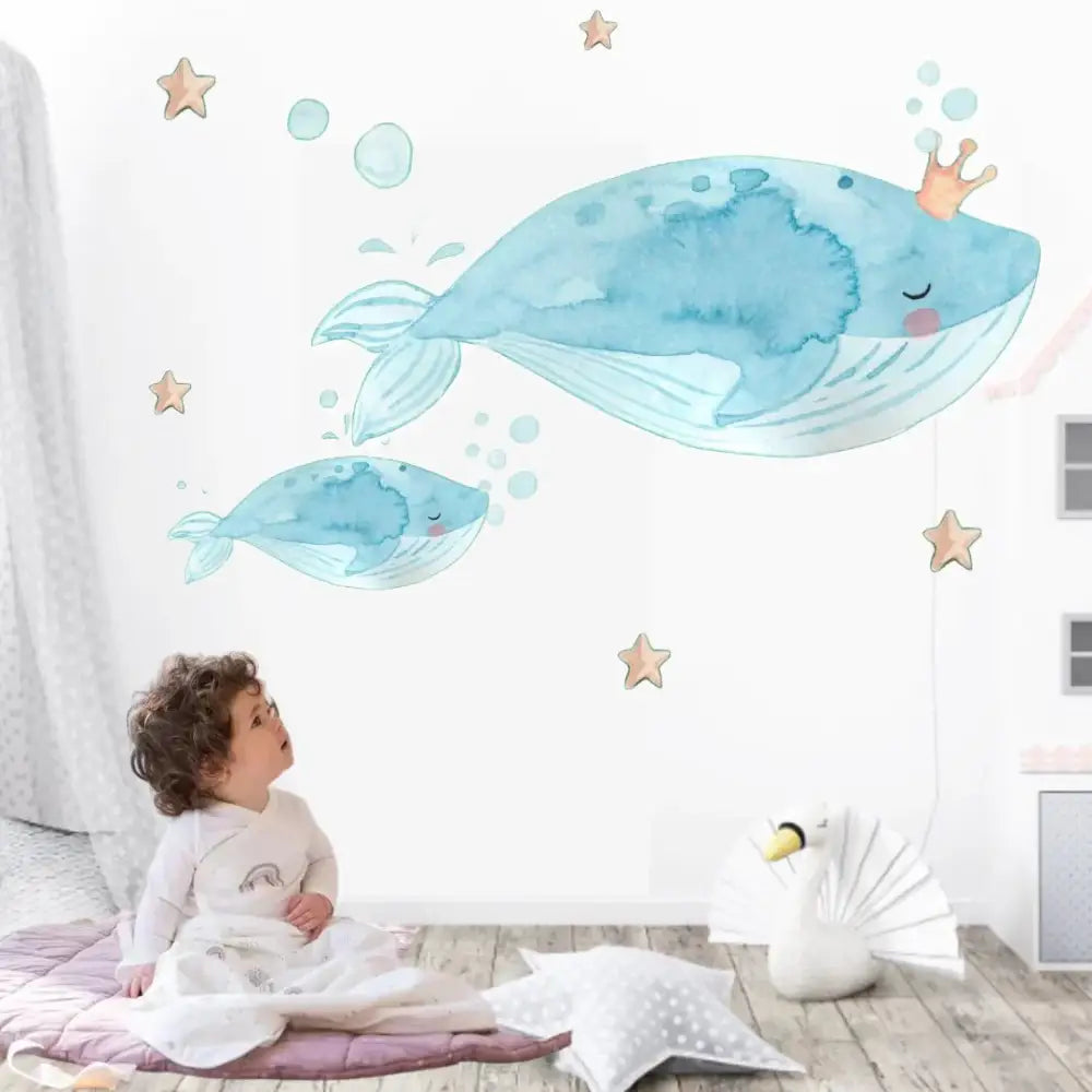 Vinilo Decorativo Infantil BALLENAS - Sueños de Cigueña