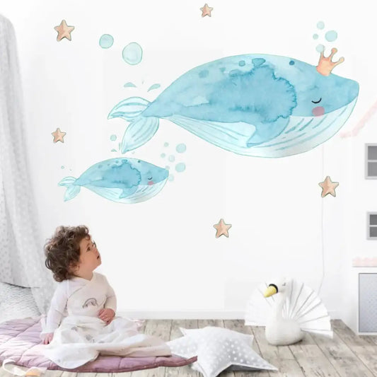 Vinilo Decorativo Infantil BALLENAS - Sueños de Cigueña