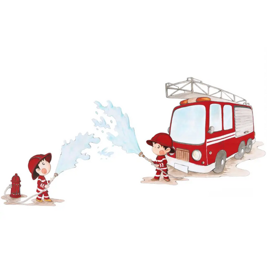 Vinilo Decorativo Infantil BOMBEROS - Sueños de Cigueña