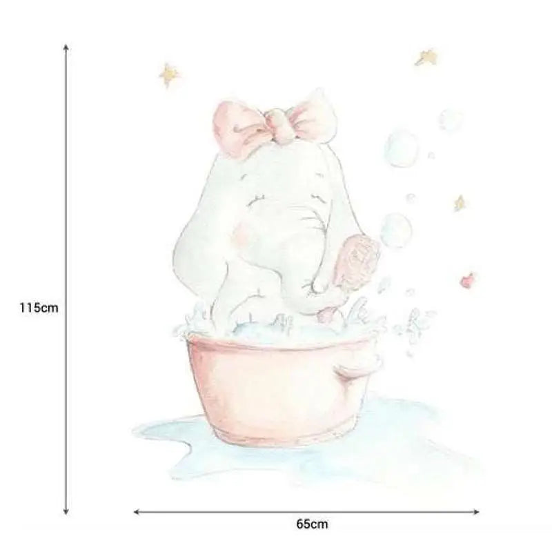 Vinilo Decorativo Infantil ELEFANTA AL BAÑO - Sueños de Cigueña